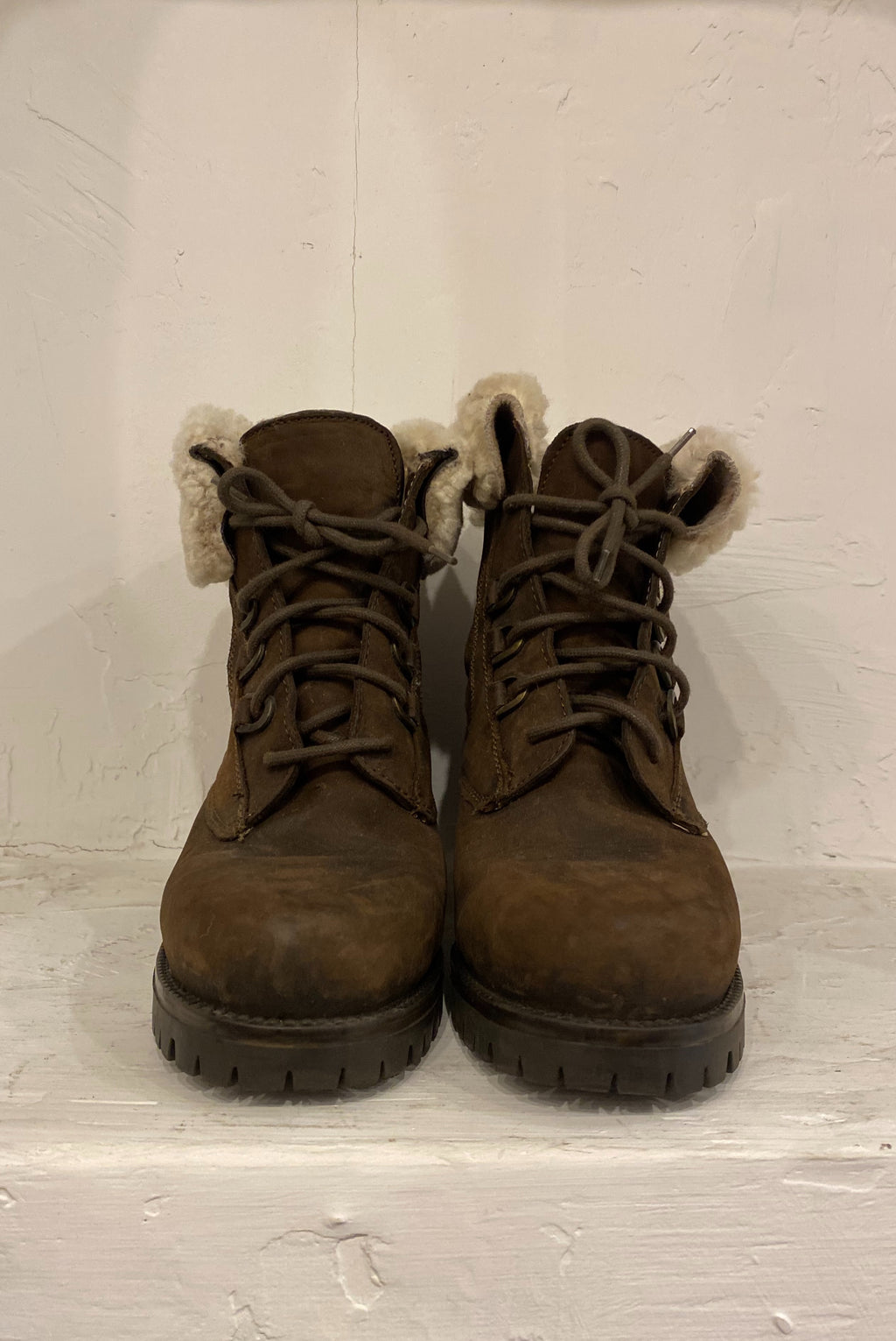 Suede Boots with Faux Fur Cuffs