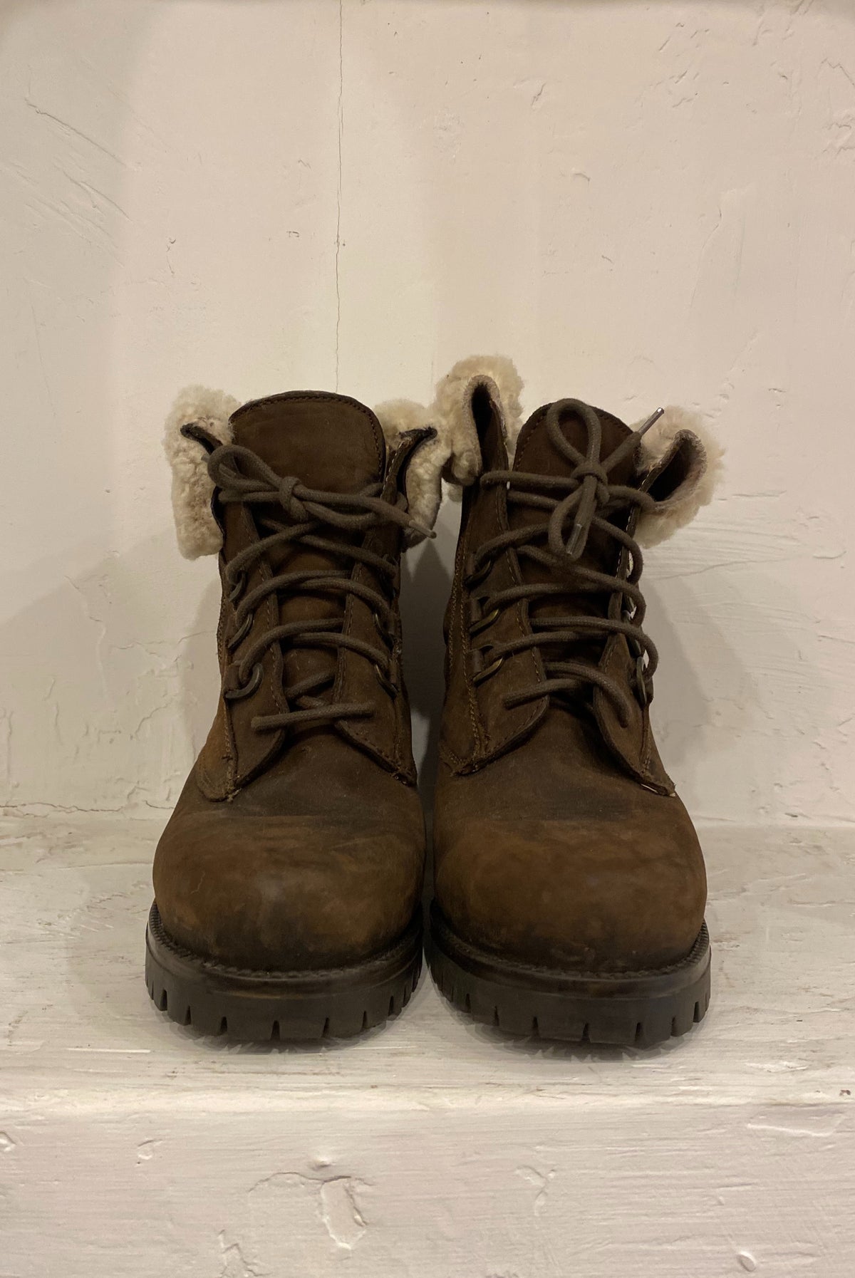 Suede Boots with Faux Fur Cuffs