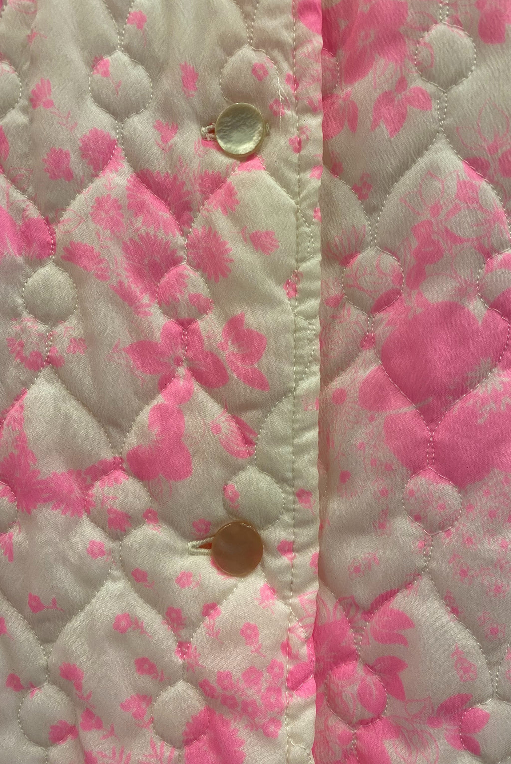 White & Pink Floral Quilted Robe