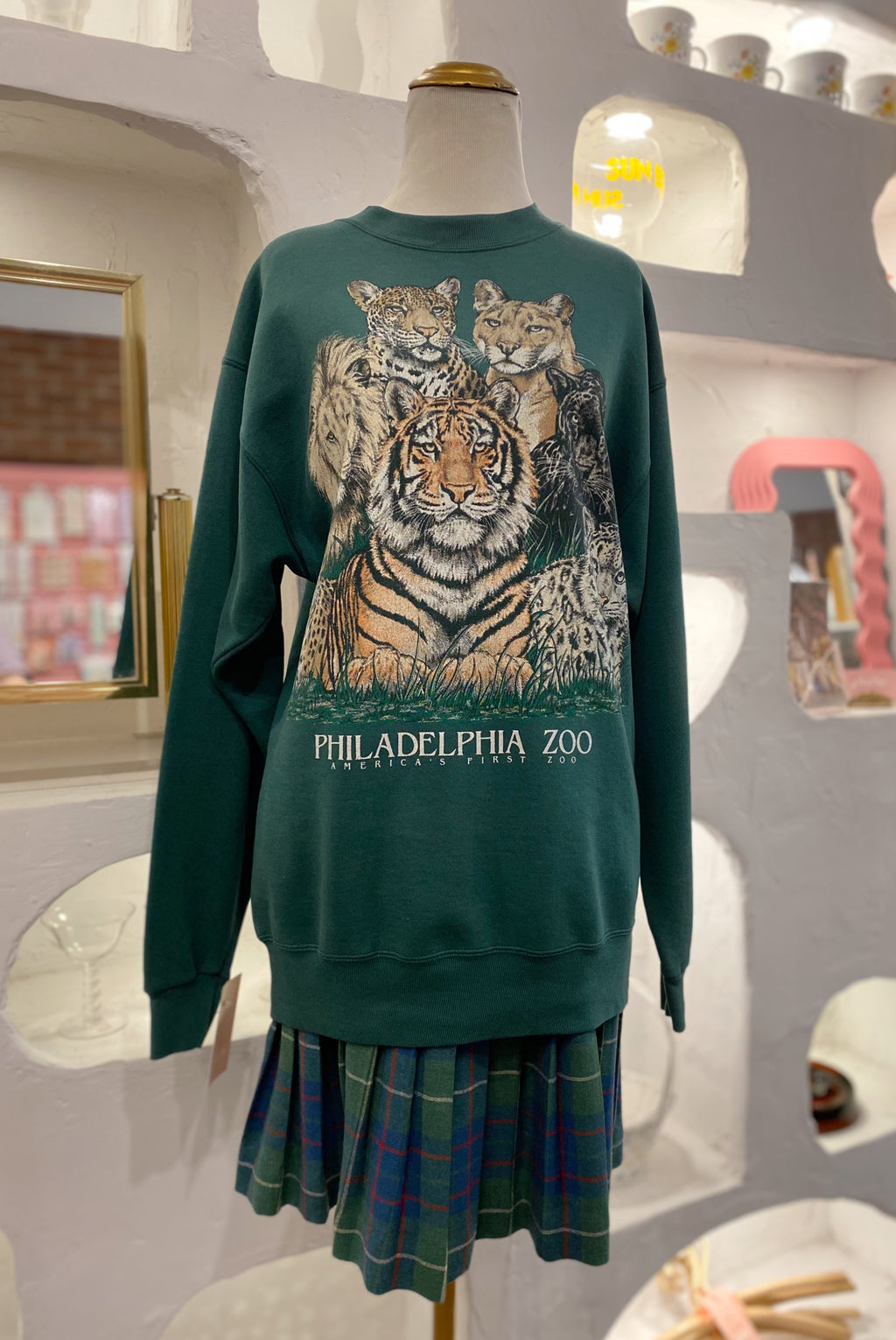 90s Green Philadelphia Zoo Pullover Sweater