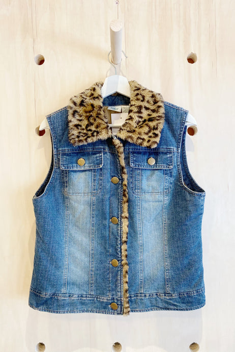 Fur Trim Jean Vest