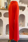 Red Wide Leg High Rise Pants