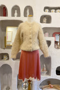 Cream Beaded Mohair Cardigan