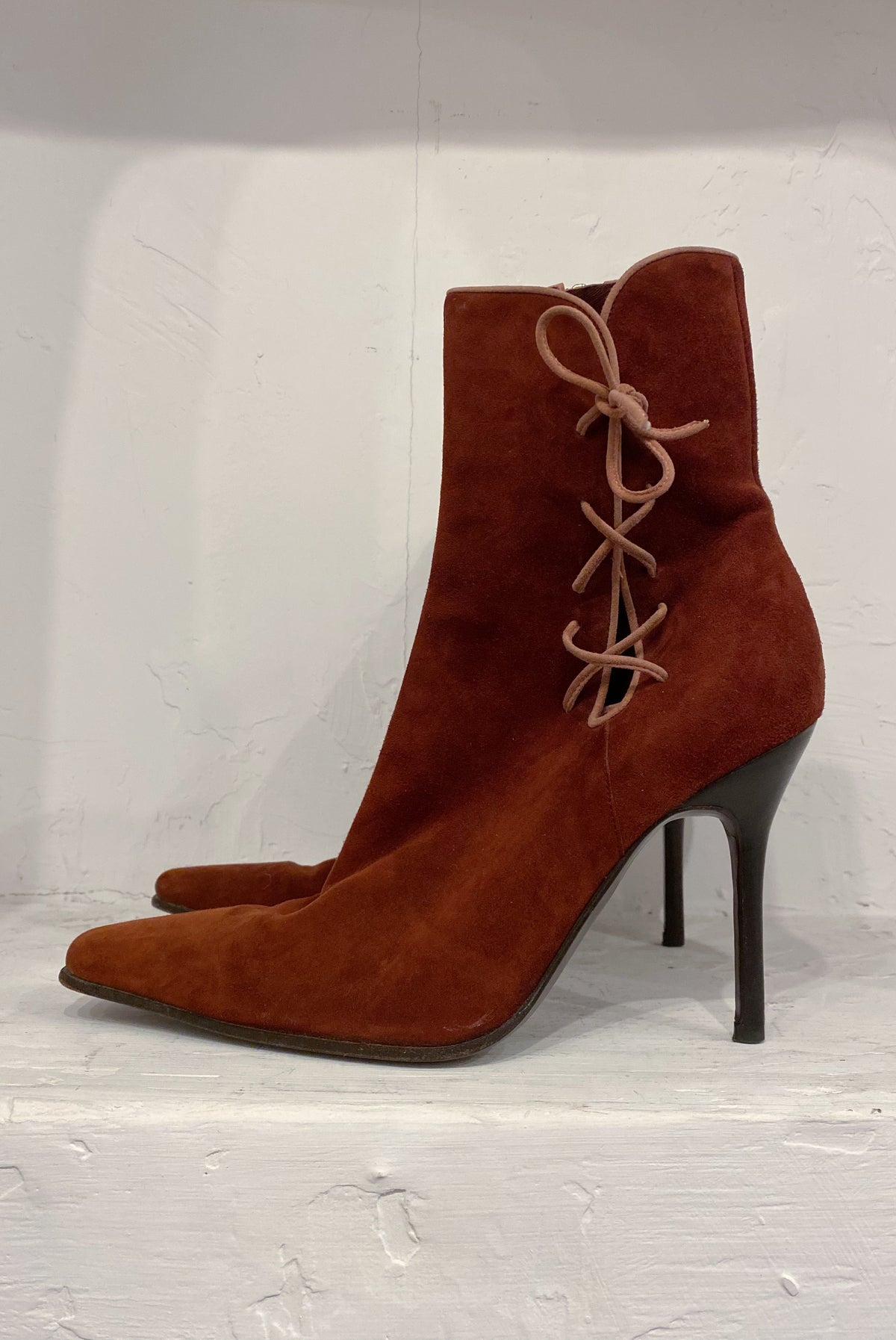 Vintage Lace Up Stiletto Boots