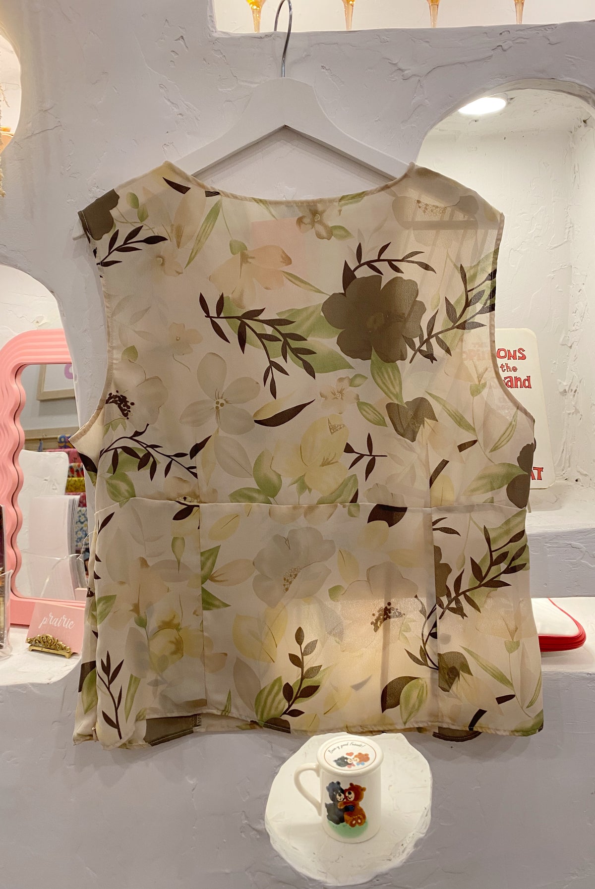 Y2K Sheer Pleated Floral Tank