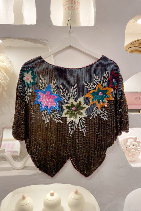 Flower Sequin Top