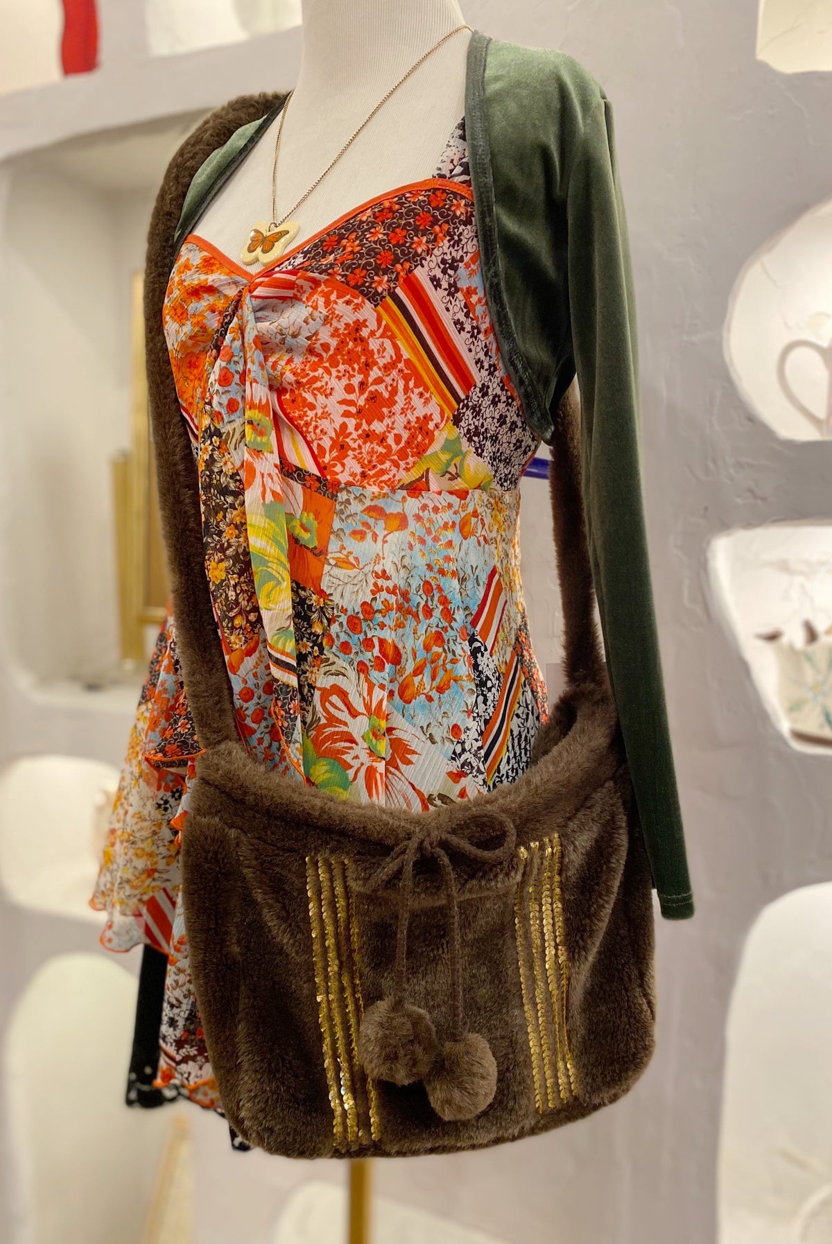 Faux Fur Y2K Crossbody Bag