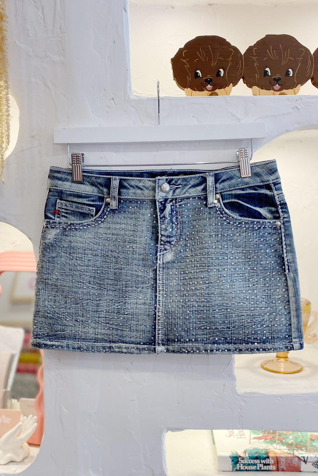 Sequin Jean Skirt