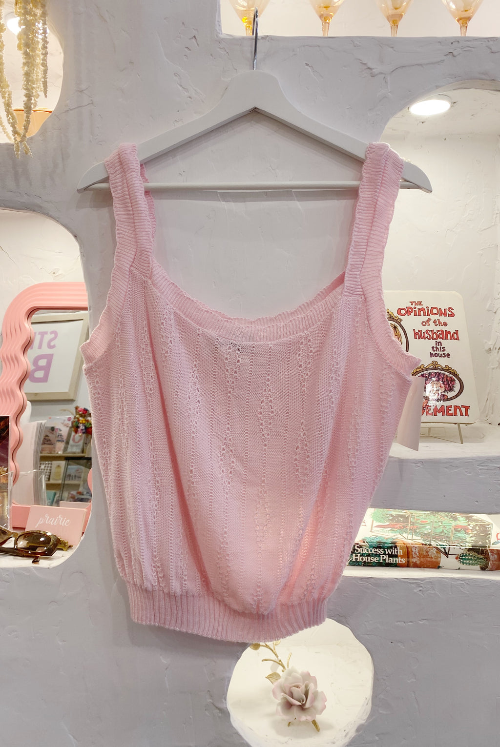 Retro Light Pink Knit Tank Top