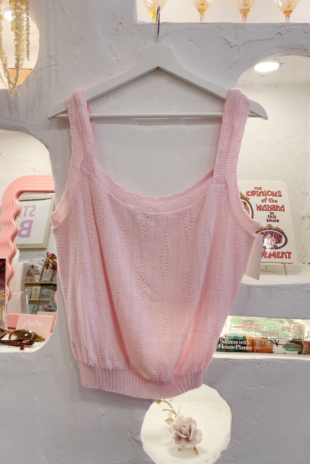 Retro Light Pink Knit Tank Top