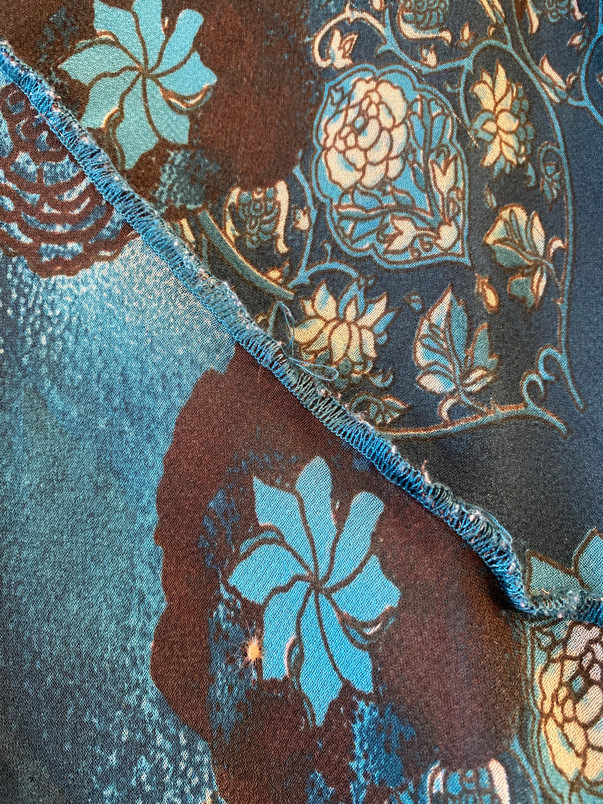 Blue Floral Mesh Y2K Short Sleeve