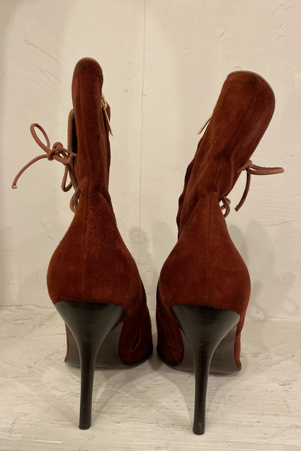 Vintage Lace Up Stiletto Boots