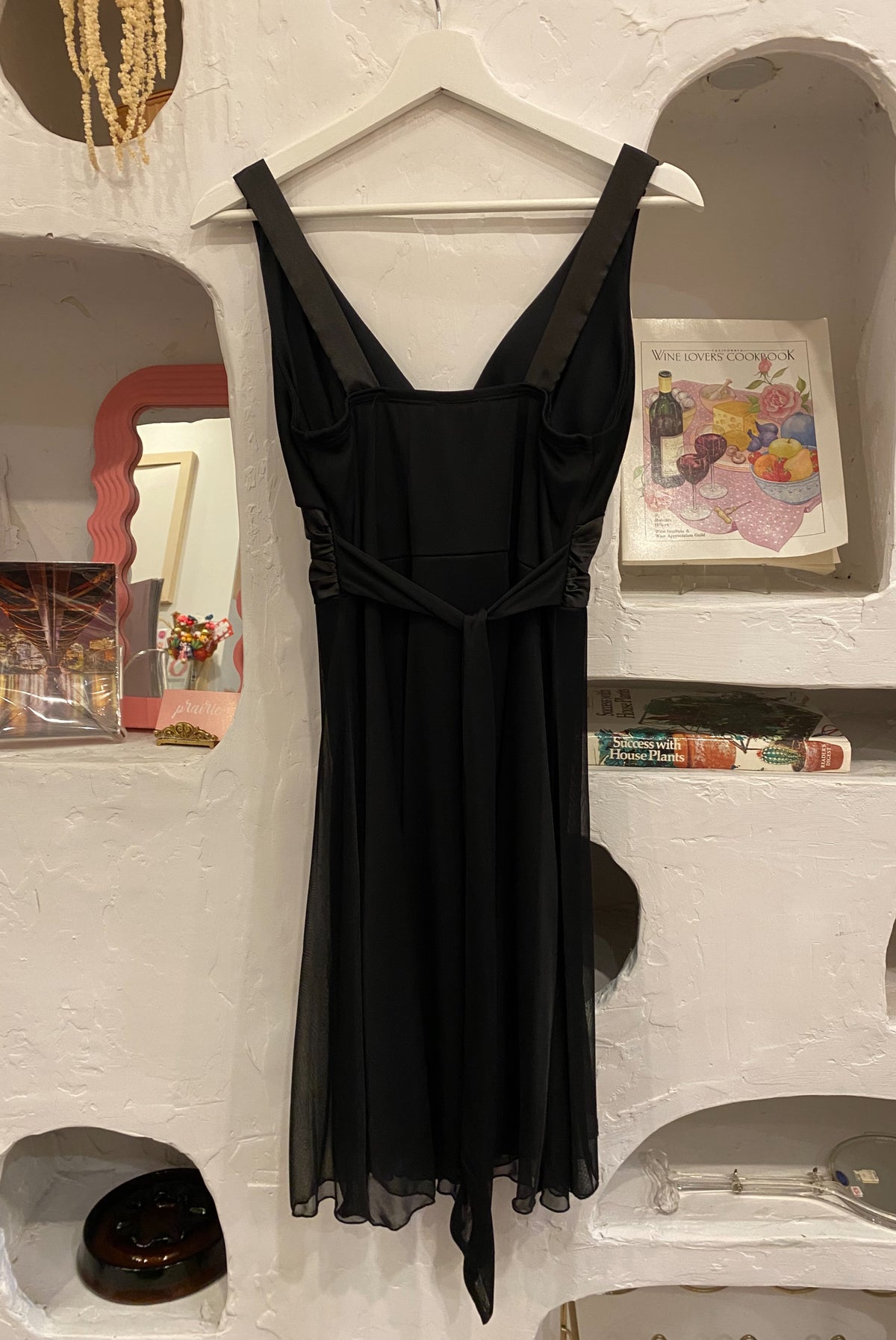 Black Satin & Mesh Cocktail Dress