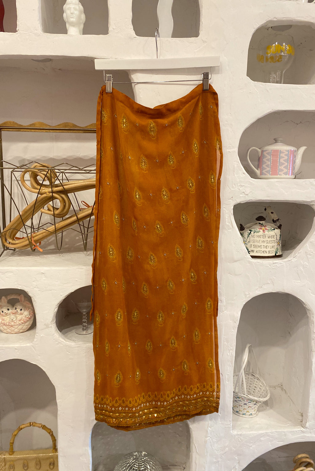 90s Sari Mesh Wrap Skirt