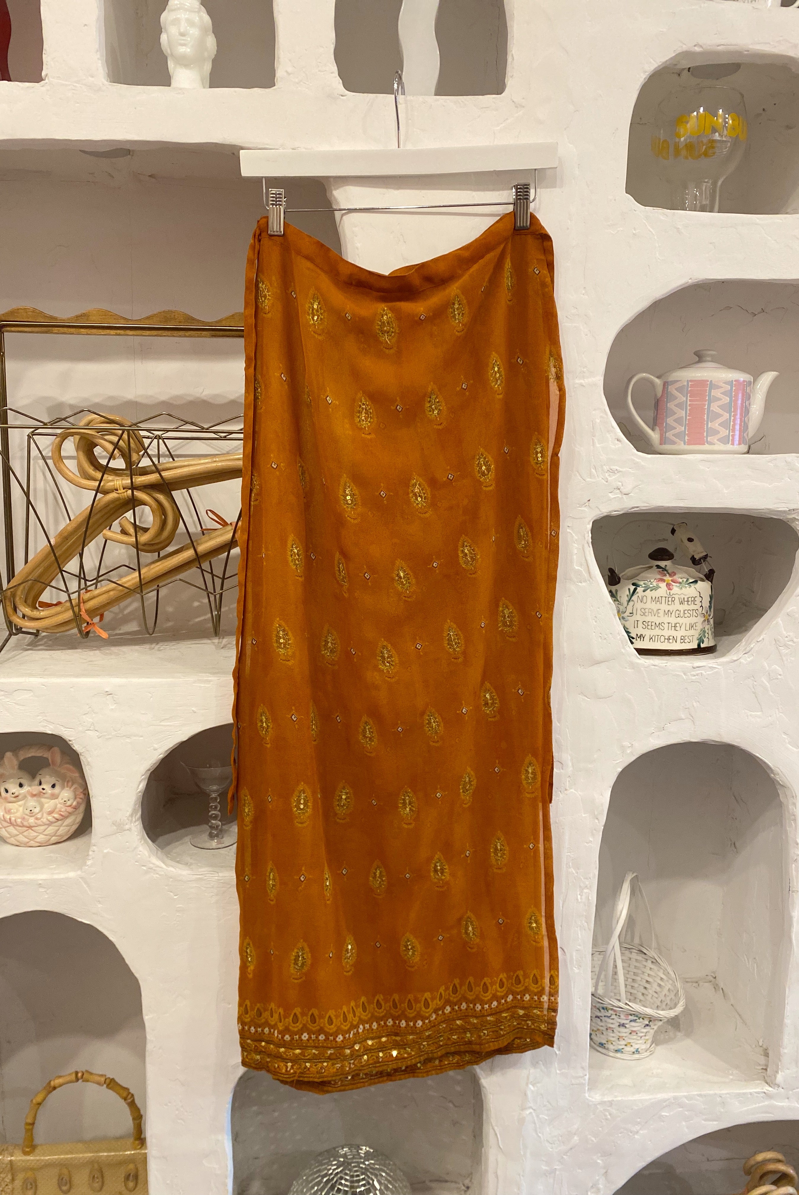 90s Sari Mesh Wrap Skirt