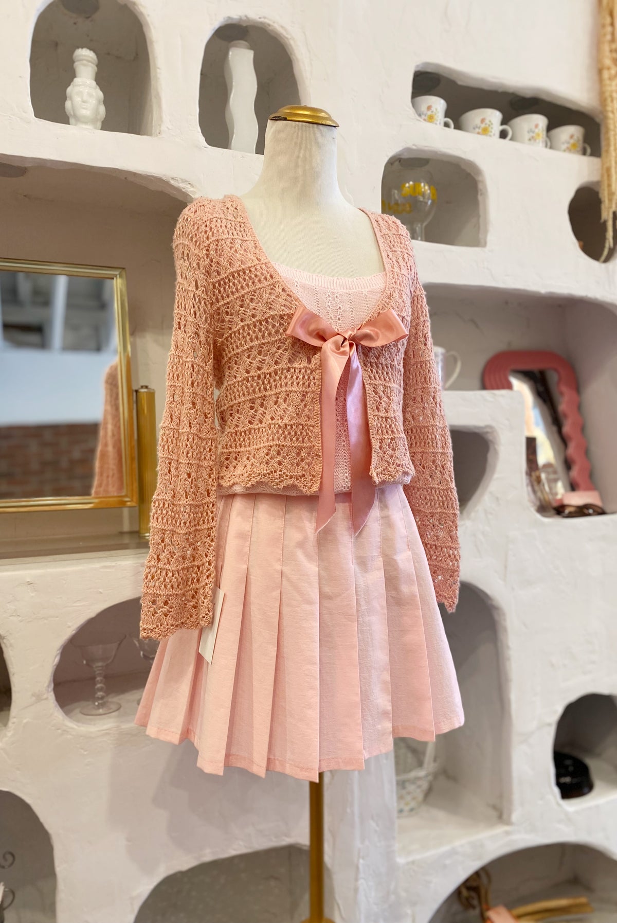 Crochet Cardigan with Ribbon Ties