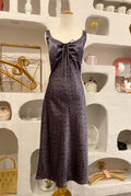 Gray Floral Satin Midi Dress