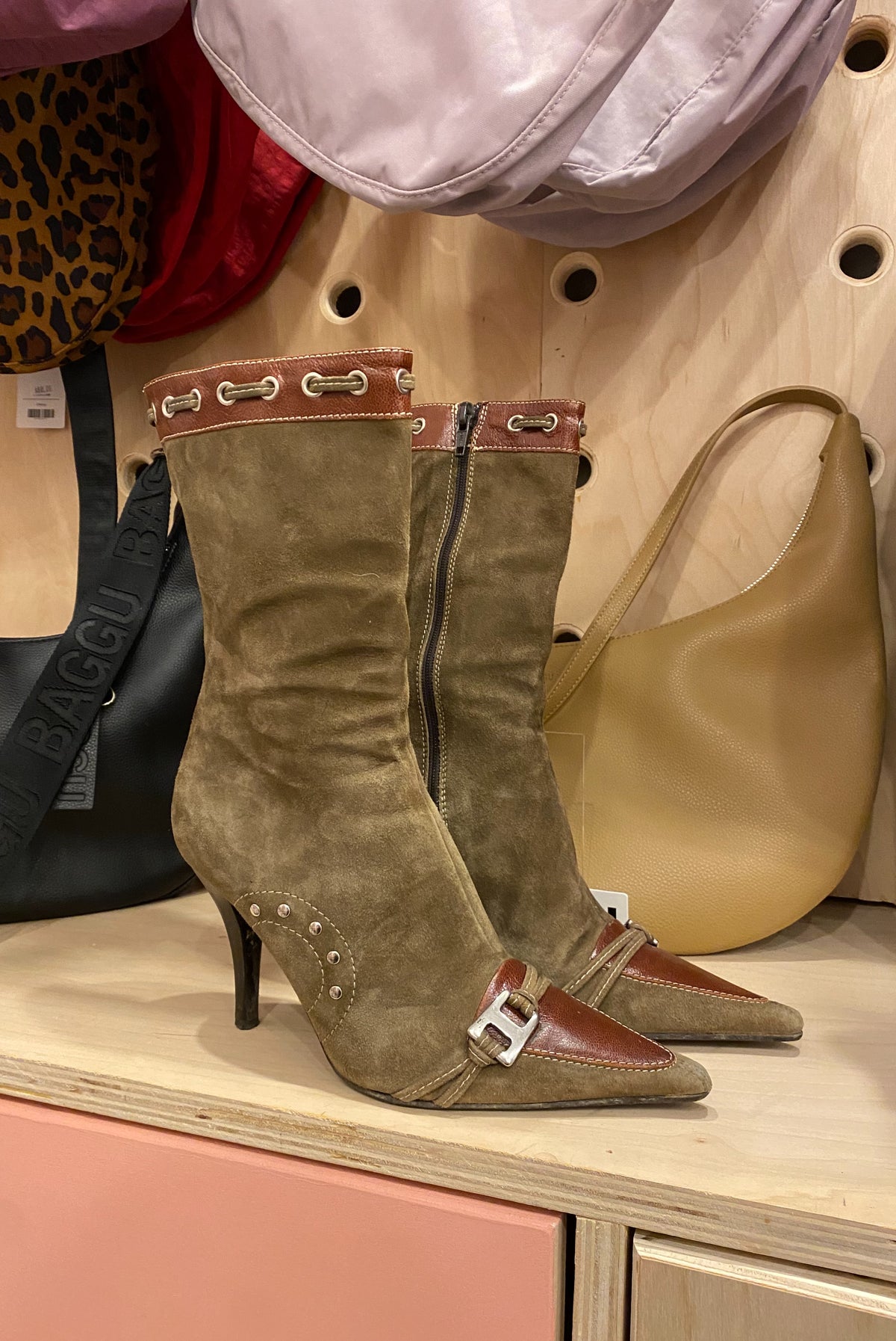 Suede Pointed Toe High Heel Boots