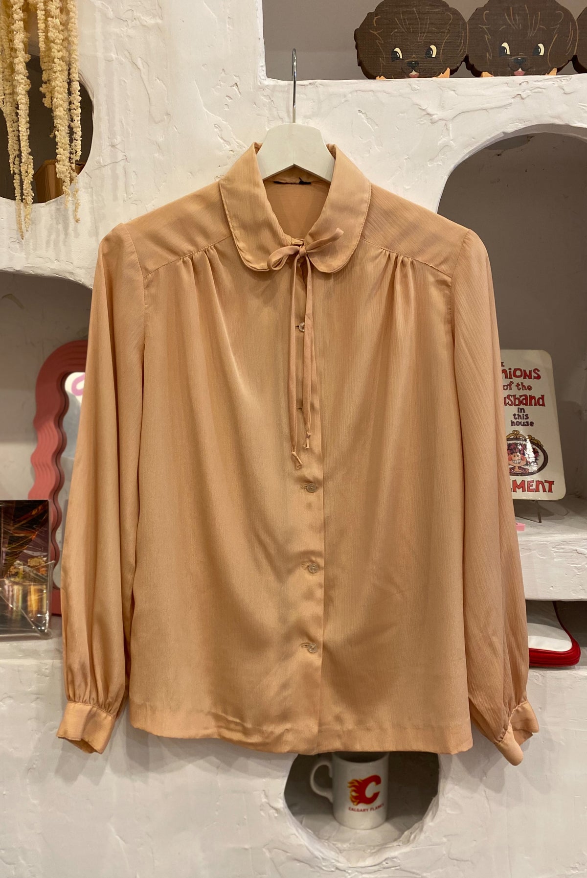 Warm Beige Blouse with Ties