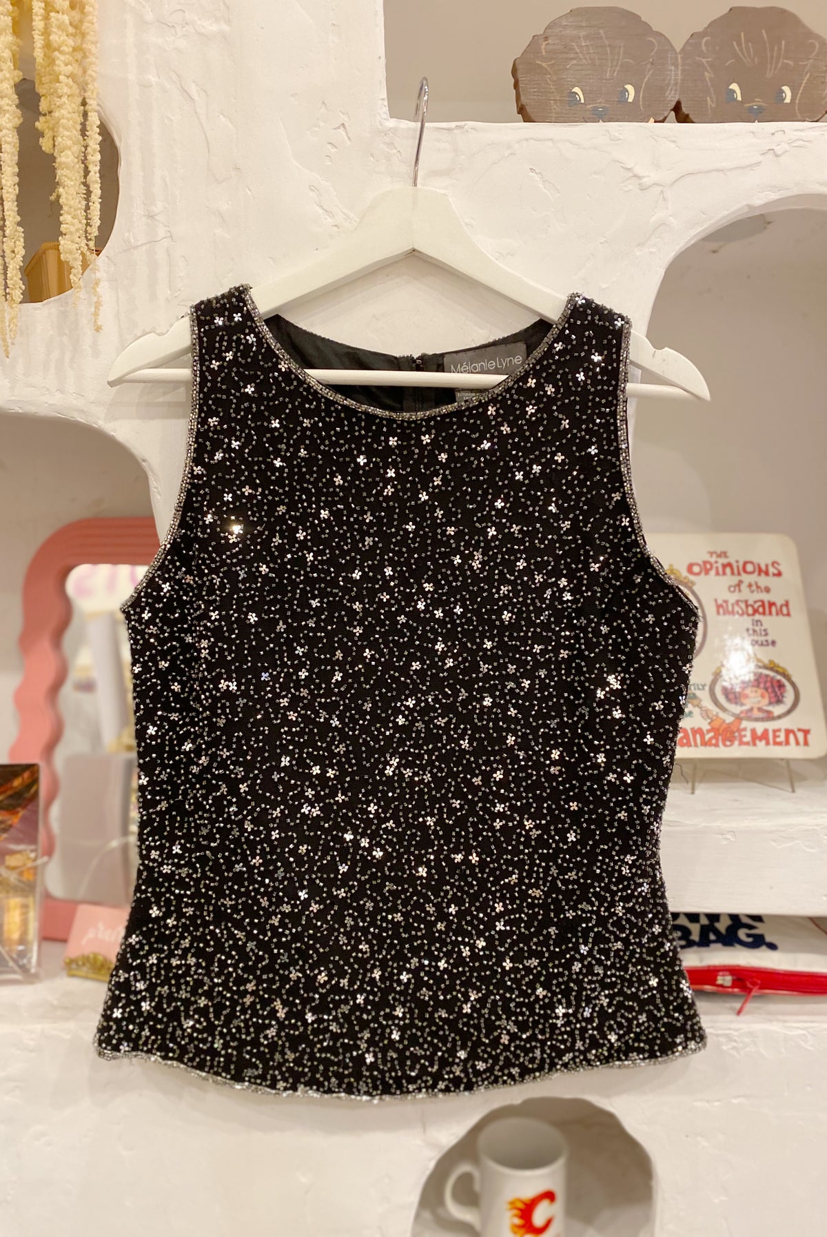 Black Sequin & Beaded Tank