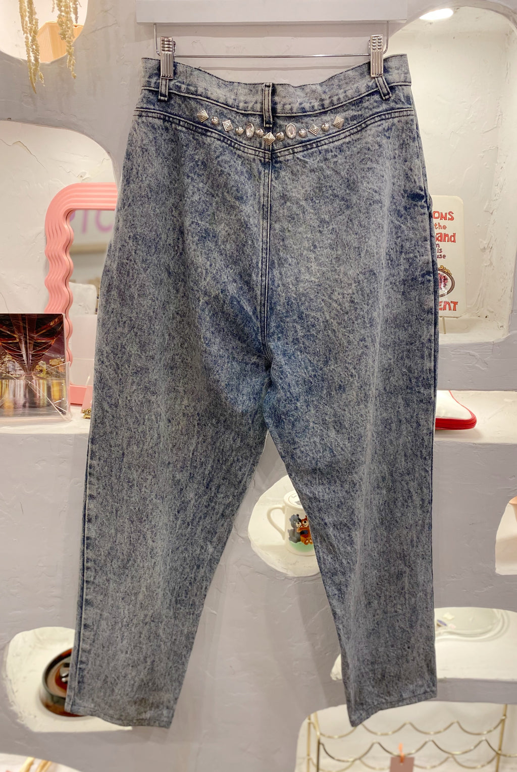 Embellished 80s Acid Wash Mom Jeans
