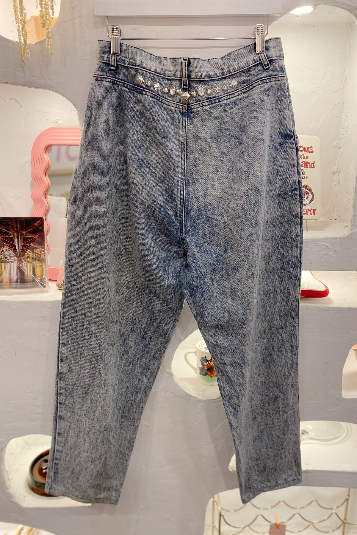 Embellished 80s Acid Wash Mom Jeans