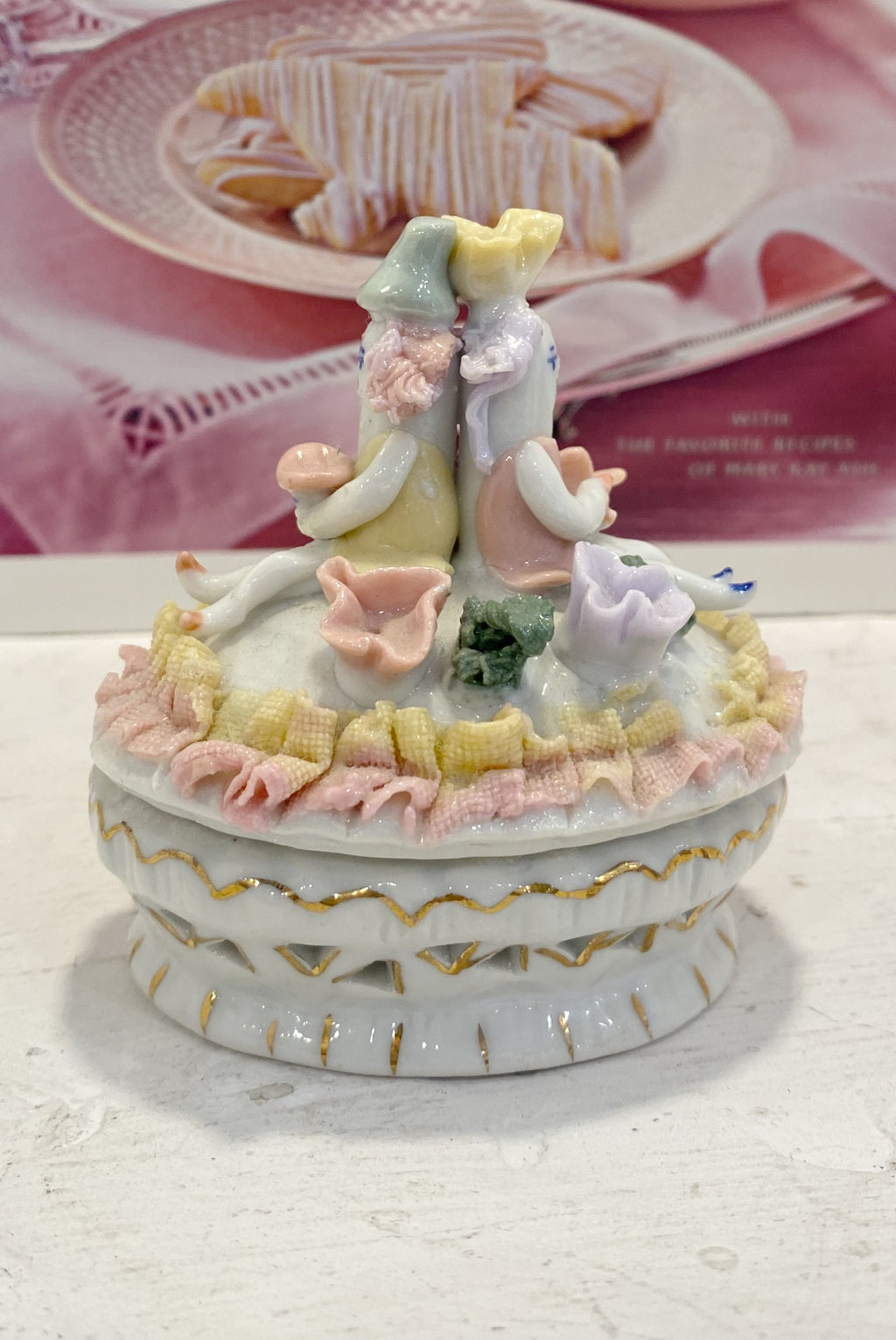 Porcelain Fairy Lidded Trinket Jar