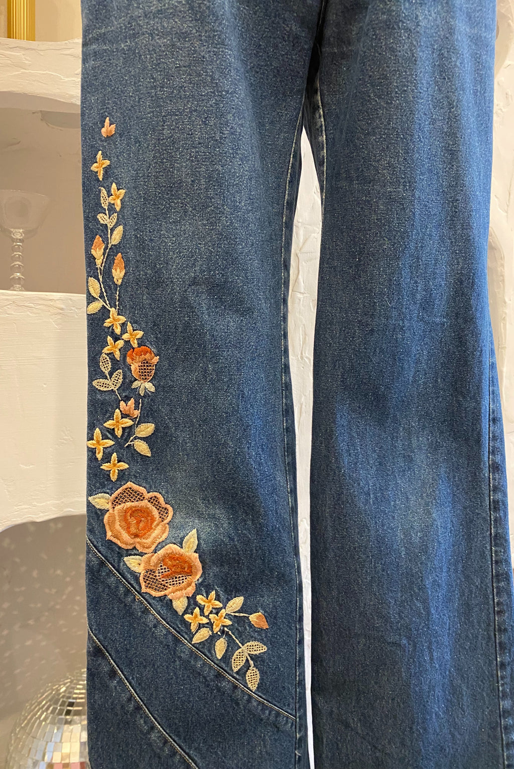 Y2K Floral Embellished Dark Wash Jeans