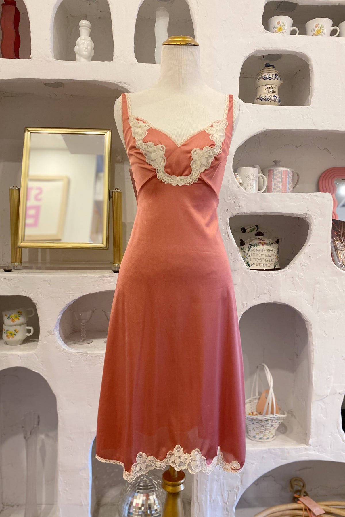 70s Dusty Rose Slip Dress