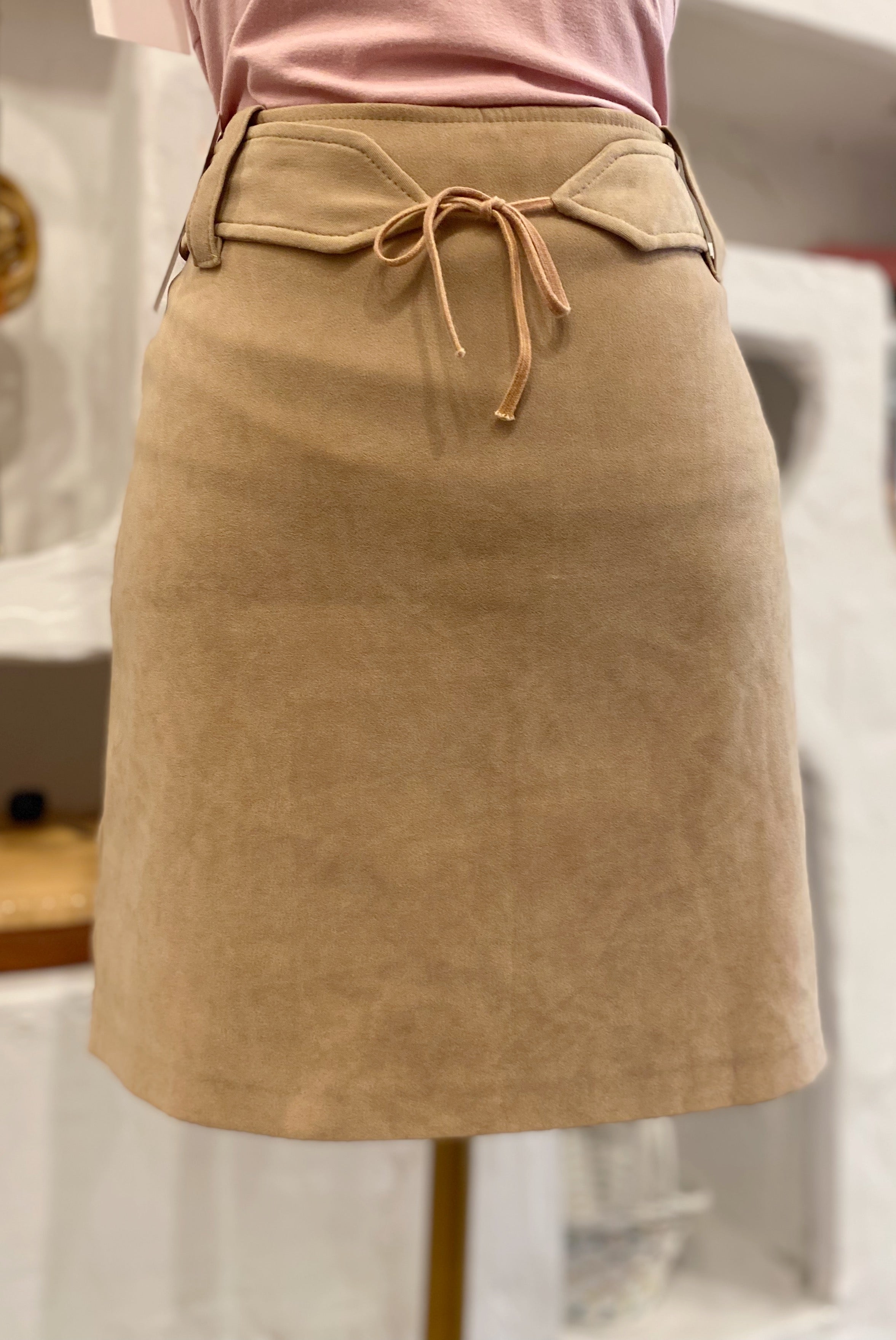 Tan Belted Skirt