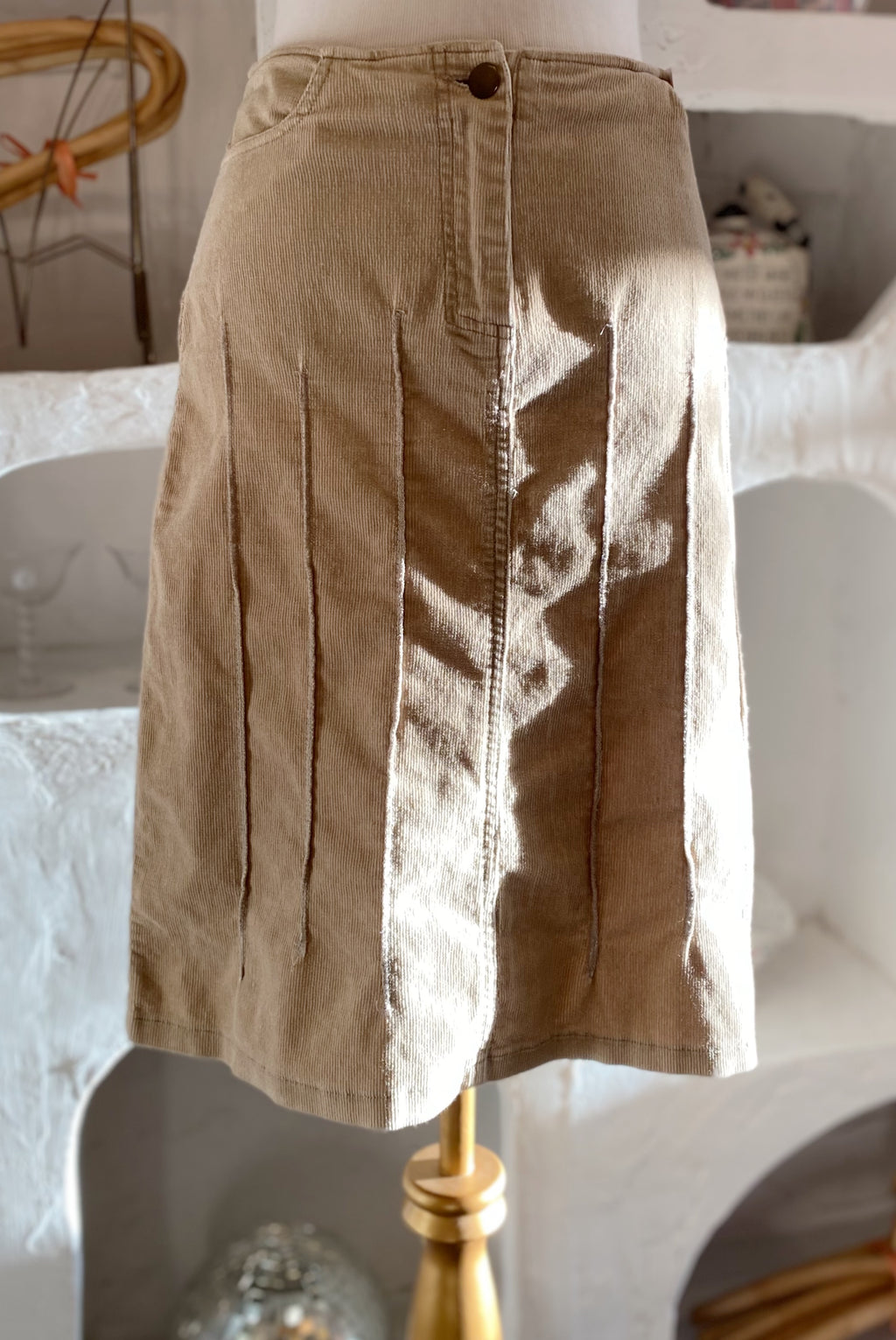 90s Tan Corduroy Skirt