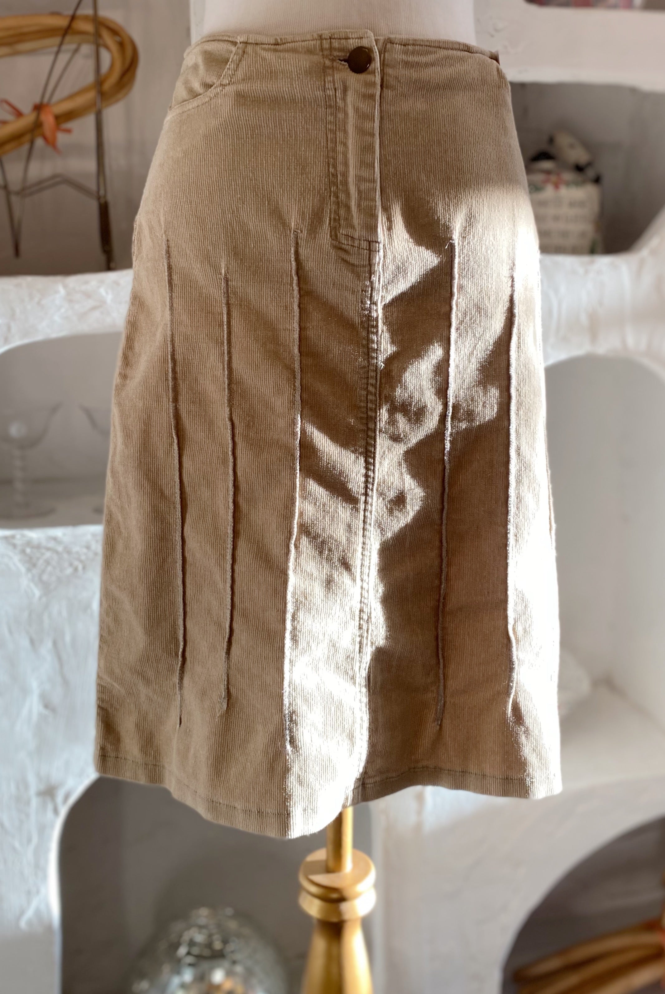 90s Tan Corduroy Skirt