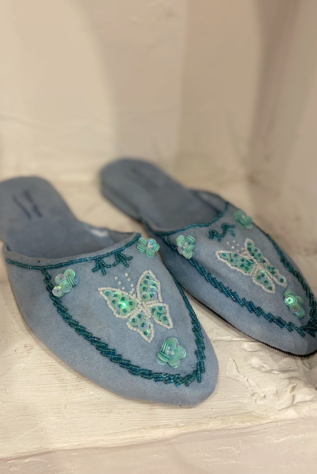 Y2K Beaded Butterfly Slippers