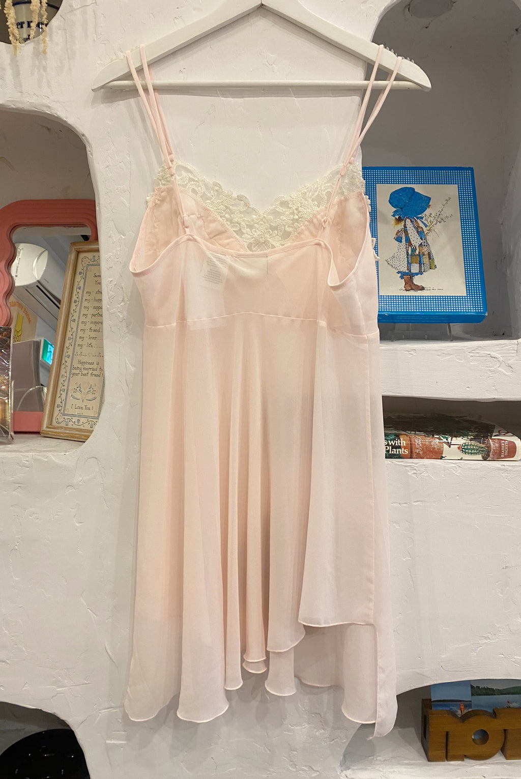 Embroidered Sheer Pink Slip Dress