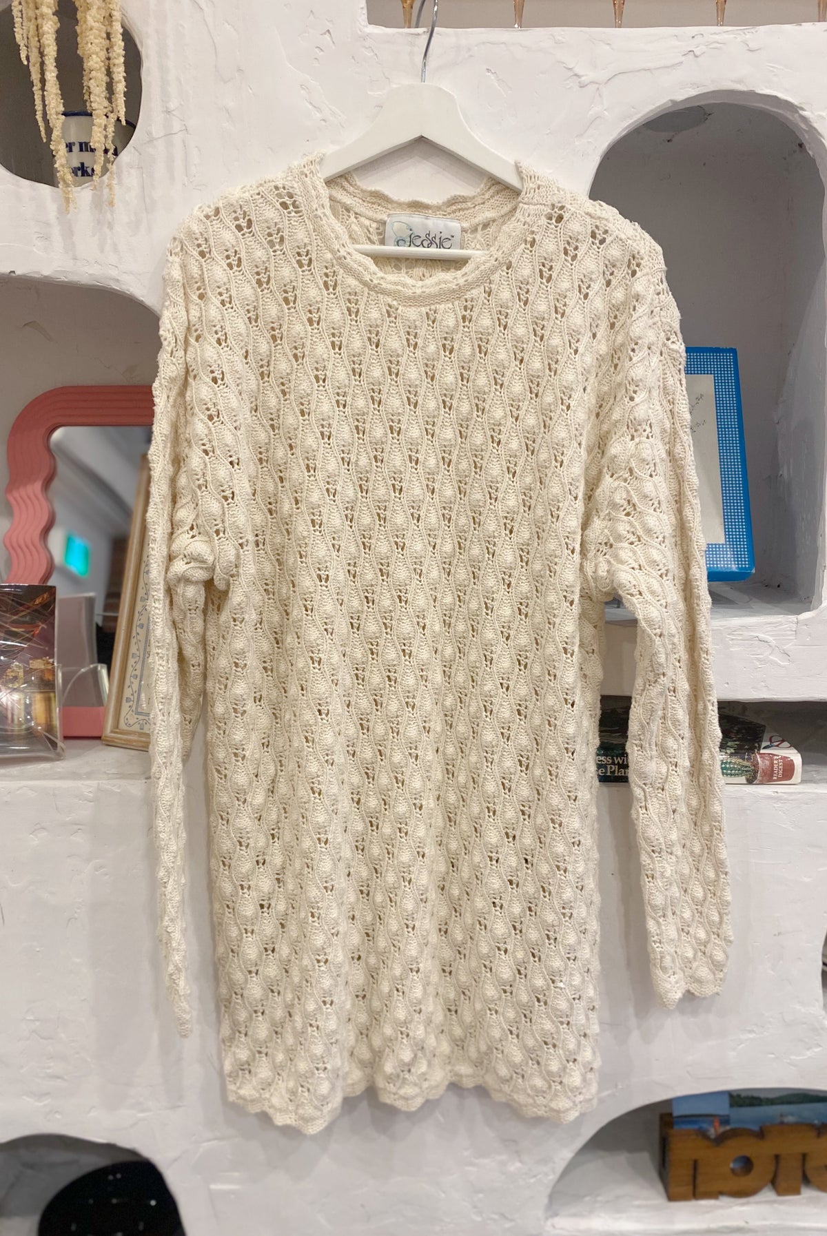 Cream 90s Knit Cotton Pullover