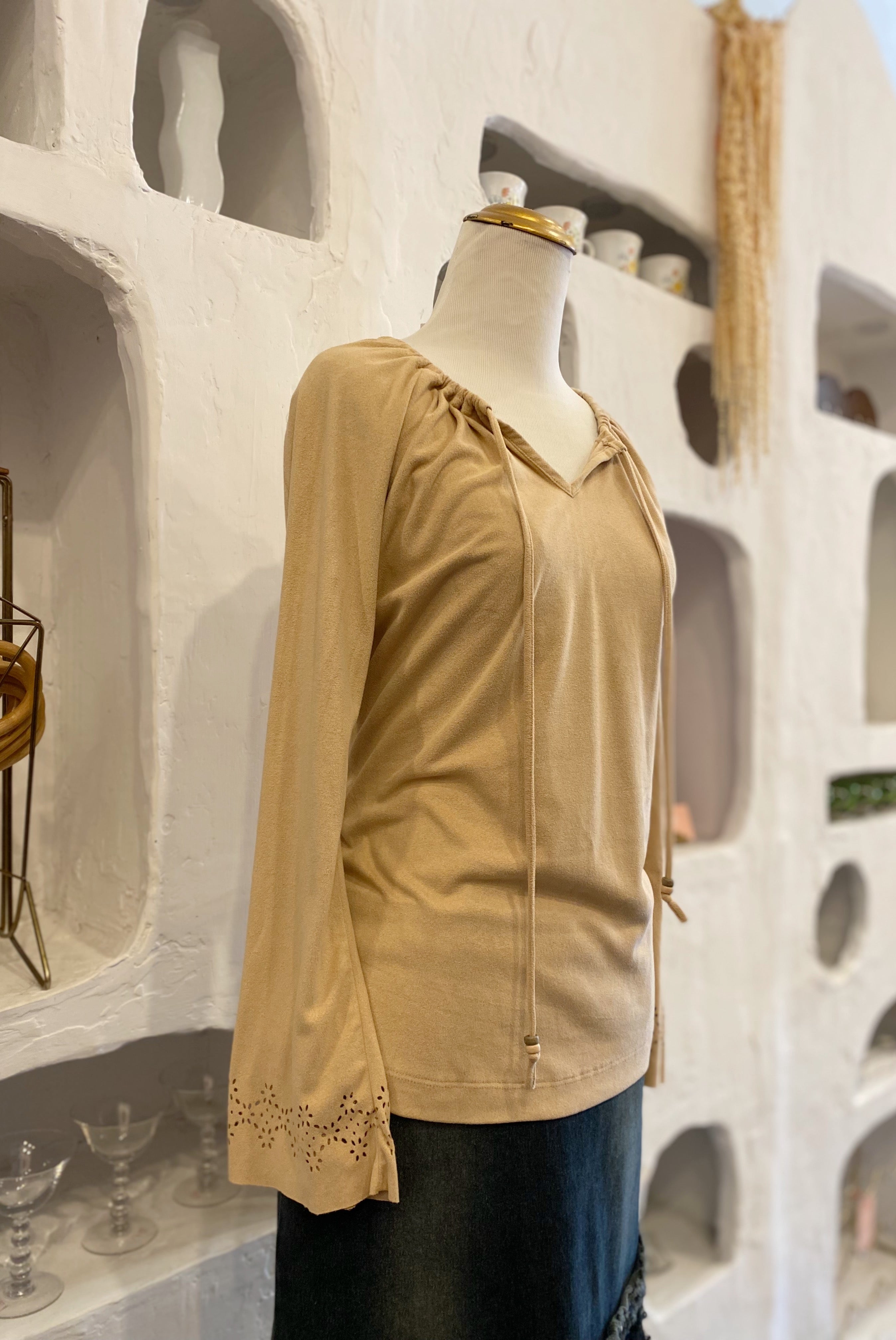 Faux Suede Blouse