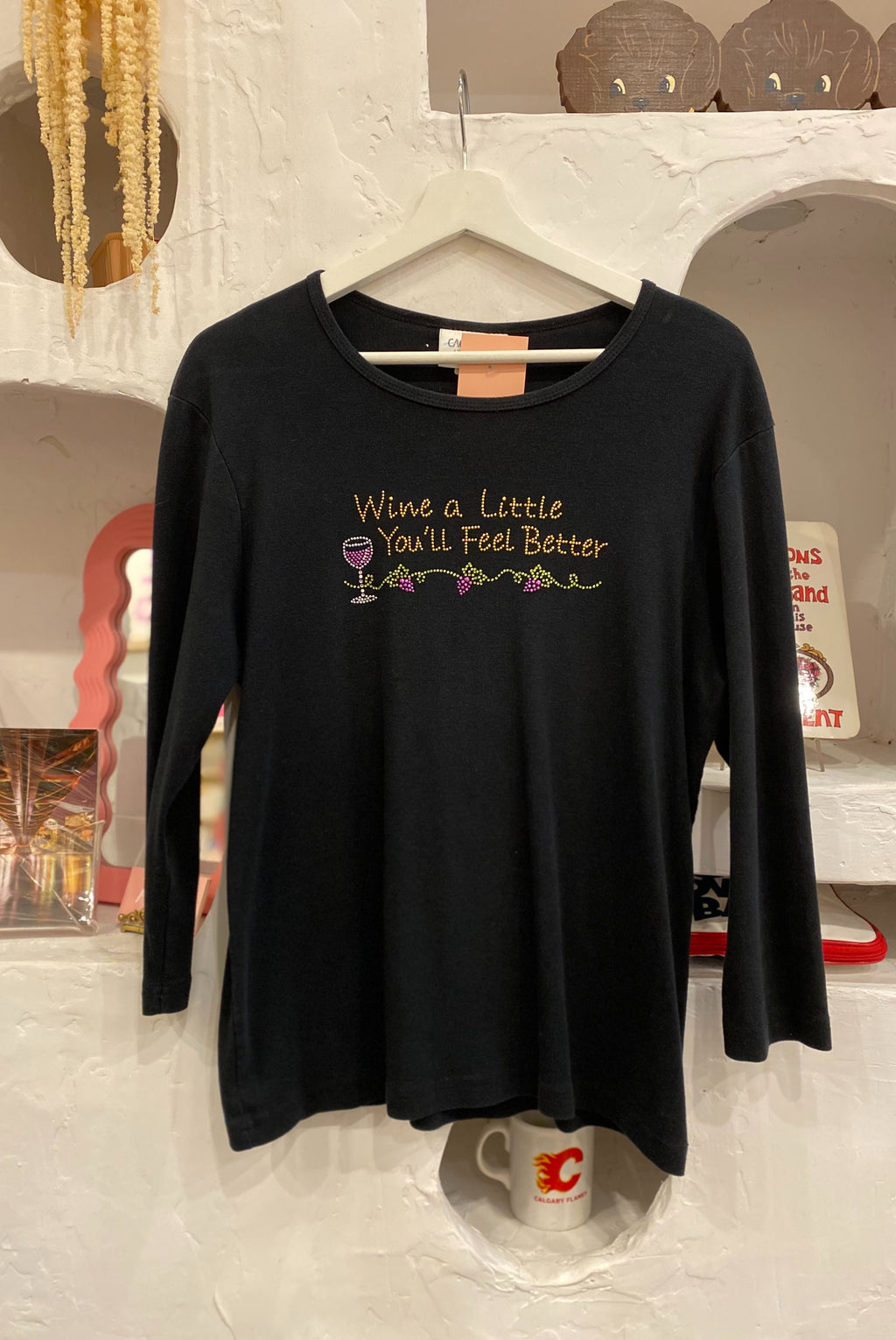 Y2K Bedazzled Wine Themed Shirt