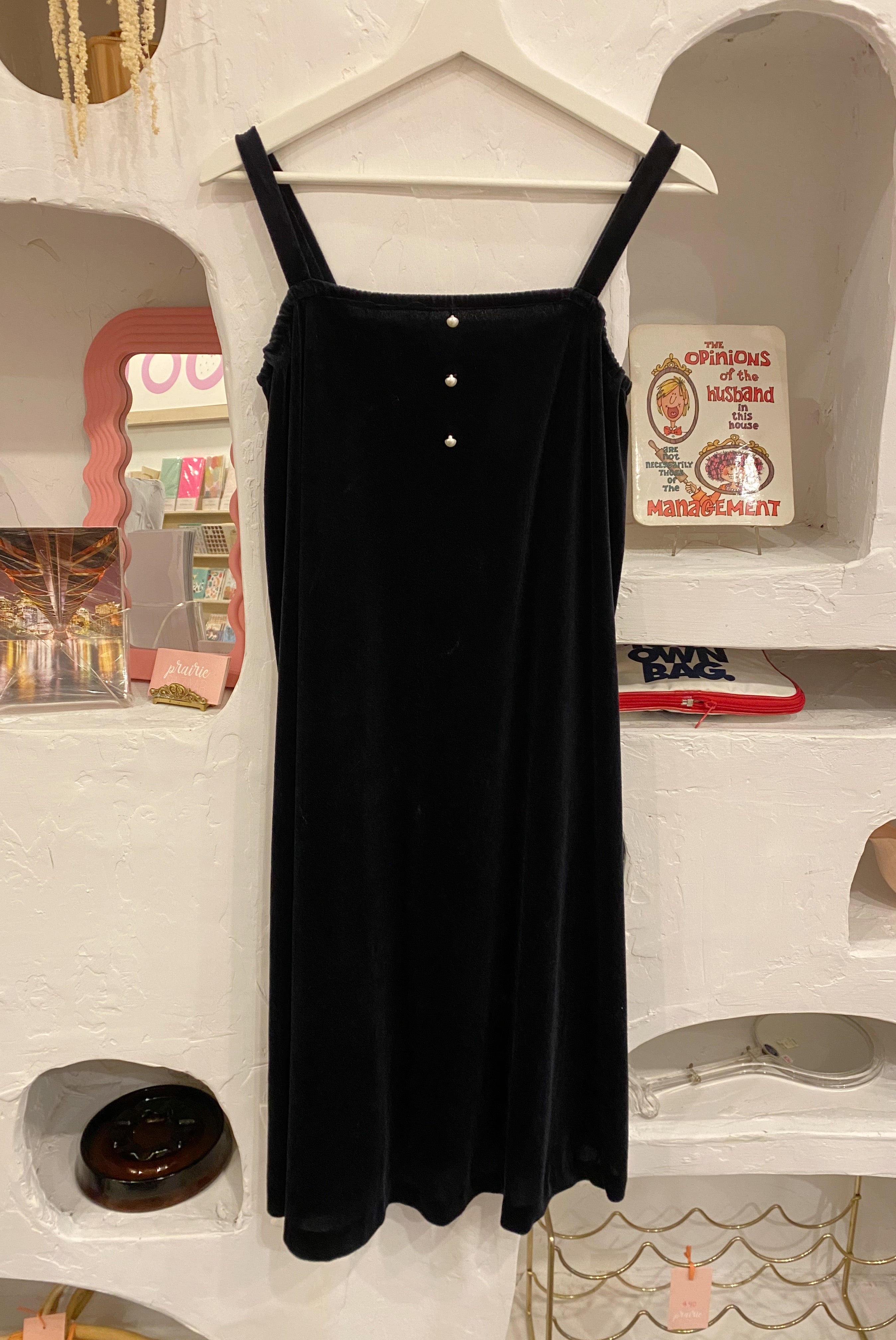 Vintage Black Velvet Midi Dress