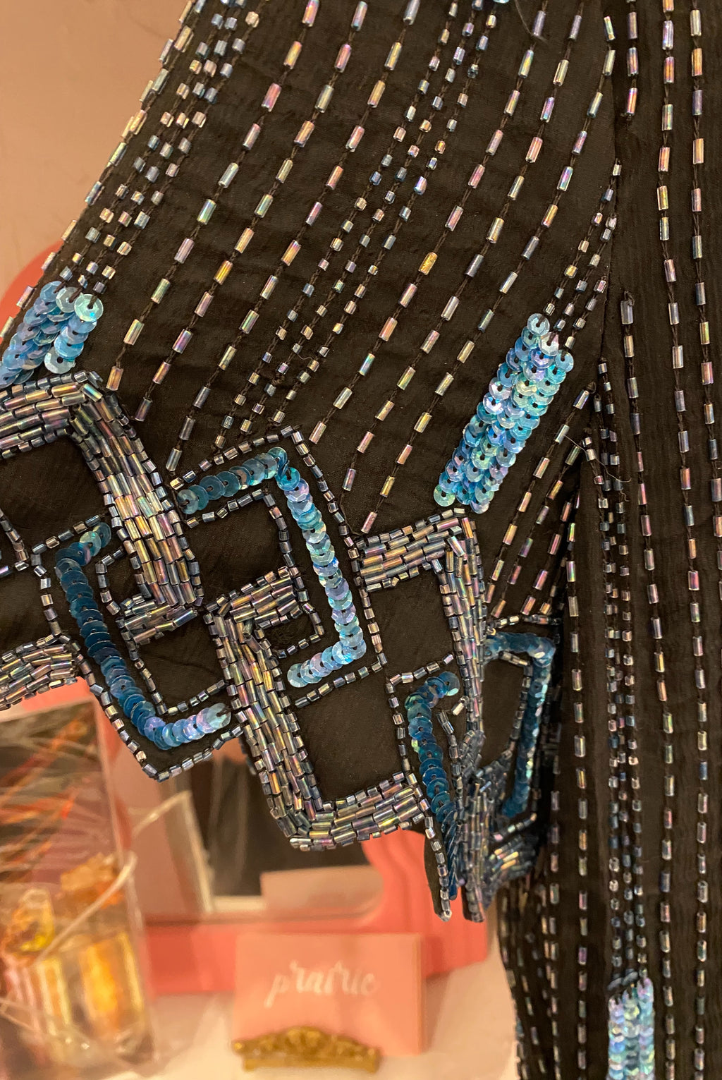 80s Silk Beaded & Sequin Blouse