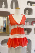 Chiffon & Lace Babydoll Lingerie Top