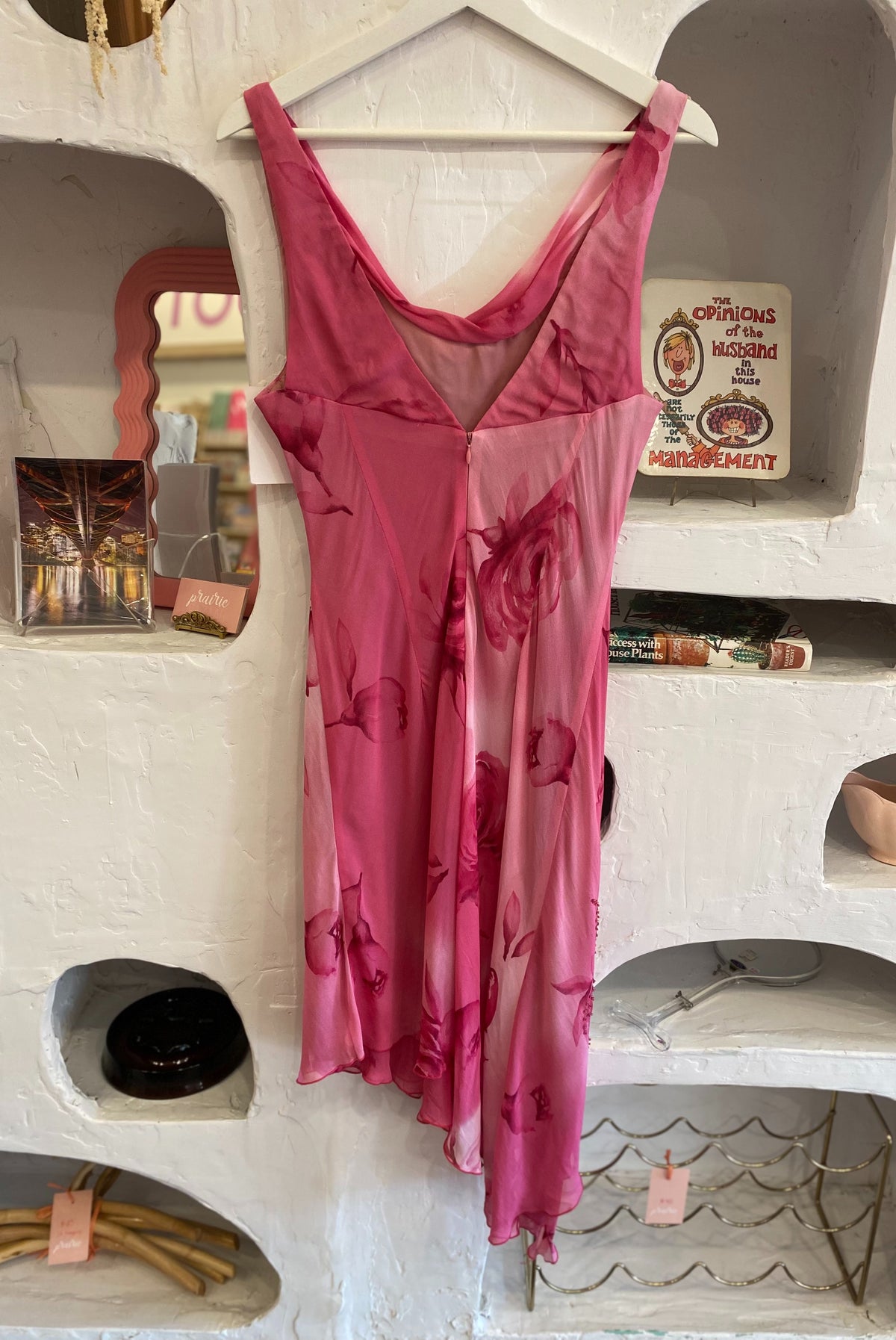 Pink Floral Asymmetrical Beaded Dress