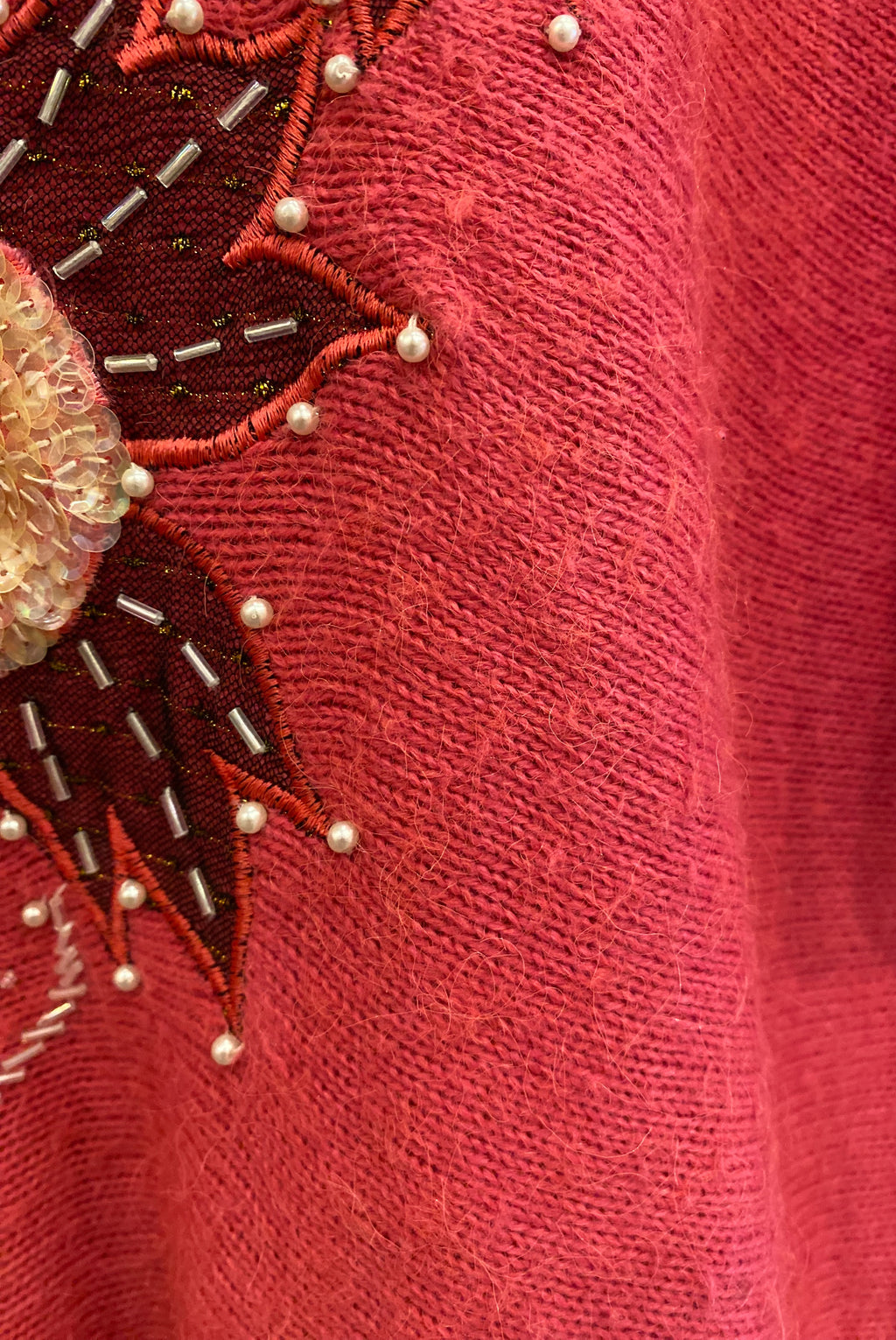 80s Sequin Embellished Magenta Sweater