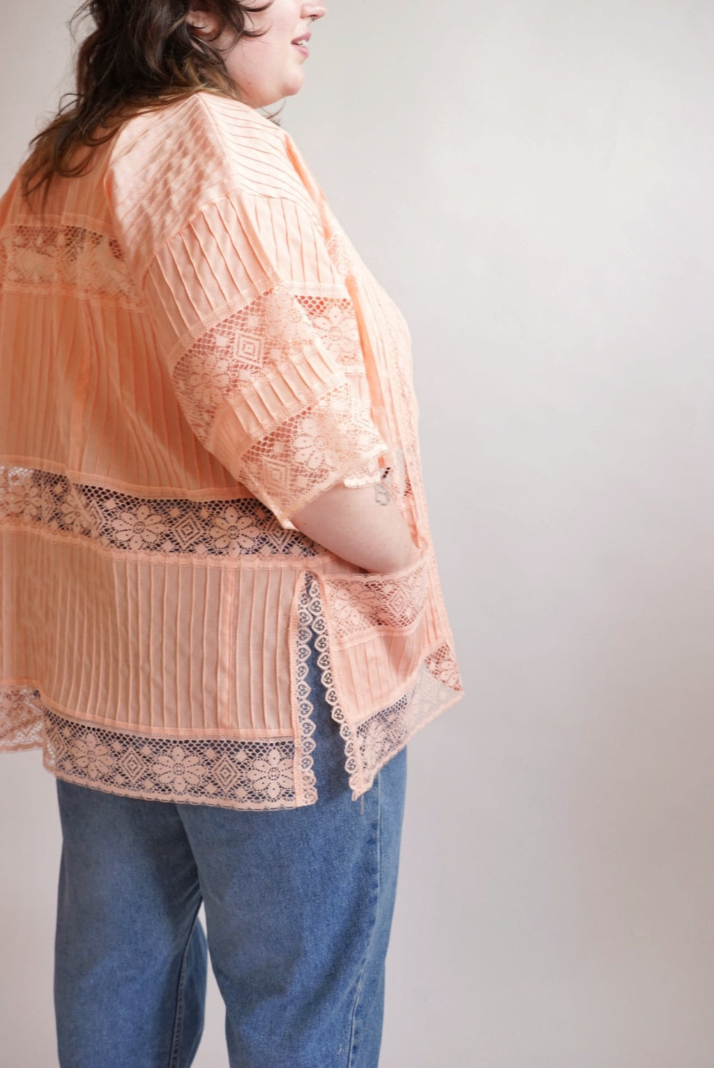 Peach Mexican Cotton Pleated Duster
