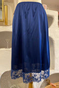Navy Slip Skirt with Lace Trim