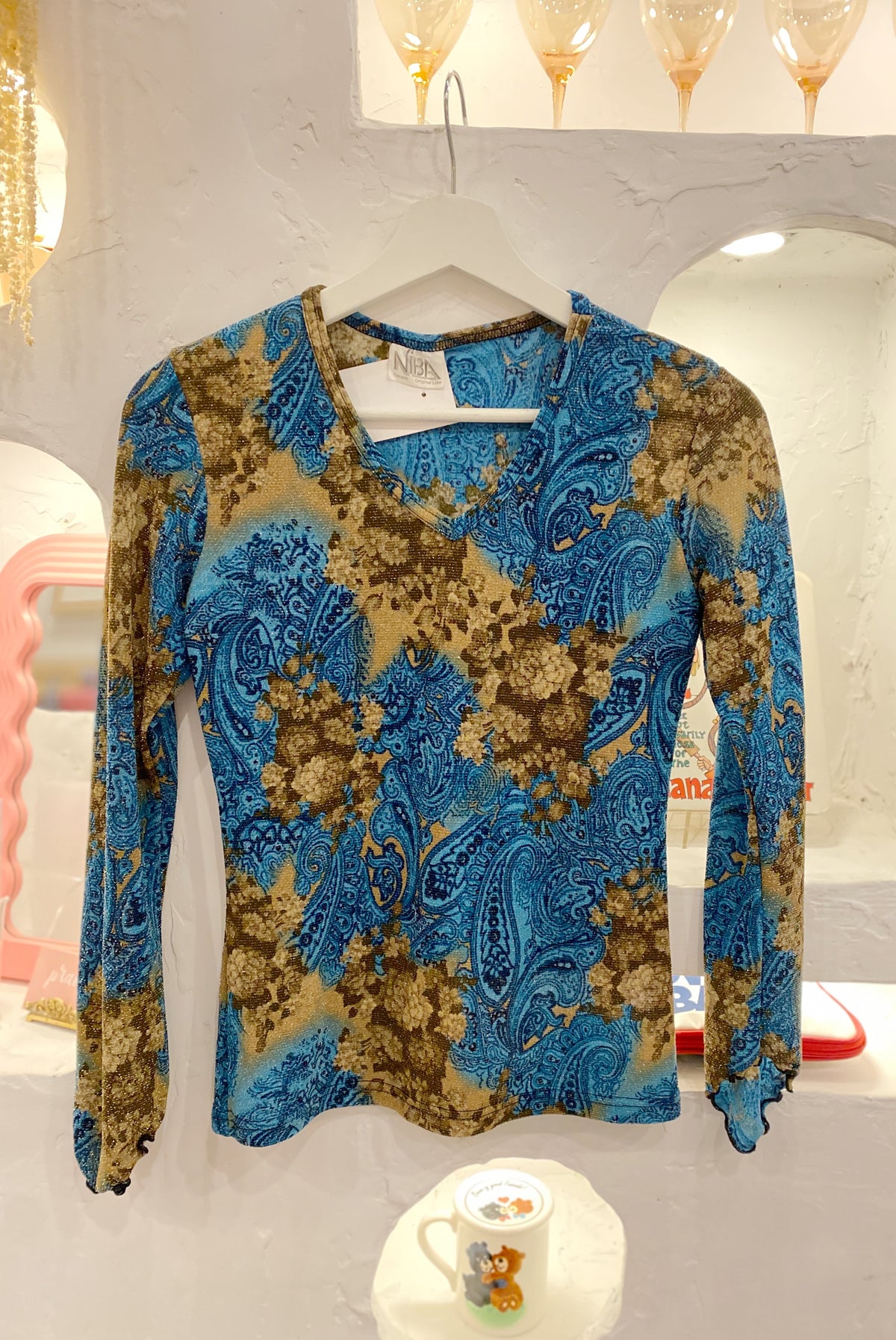 Y2K Floral & Paisley Glitter Top