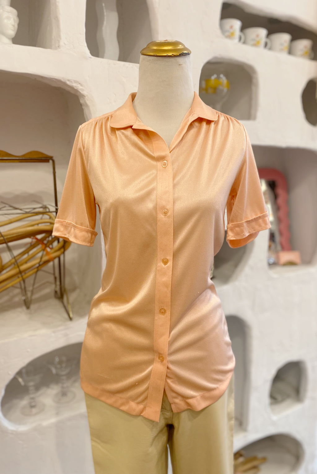 Peach Button Up