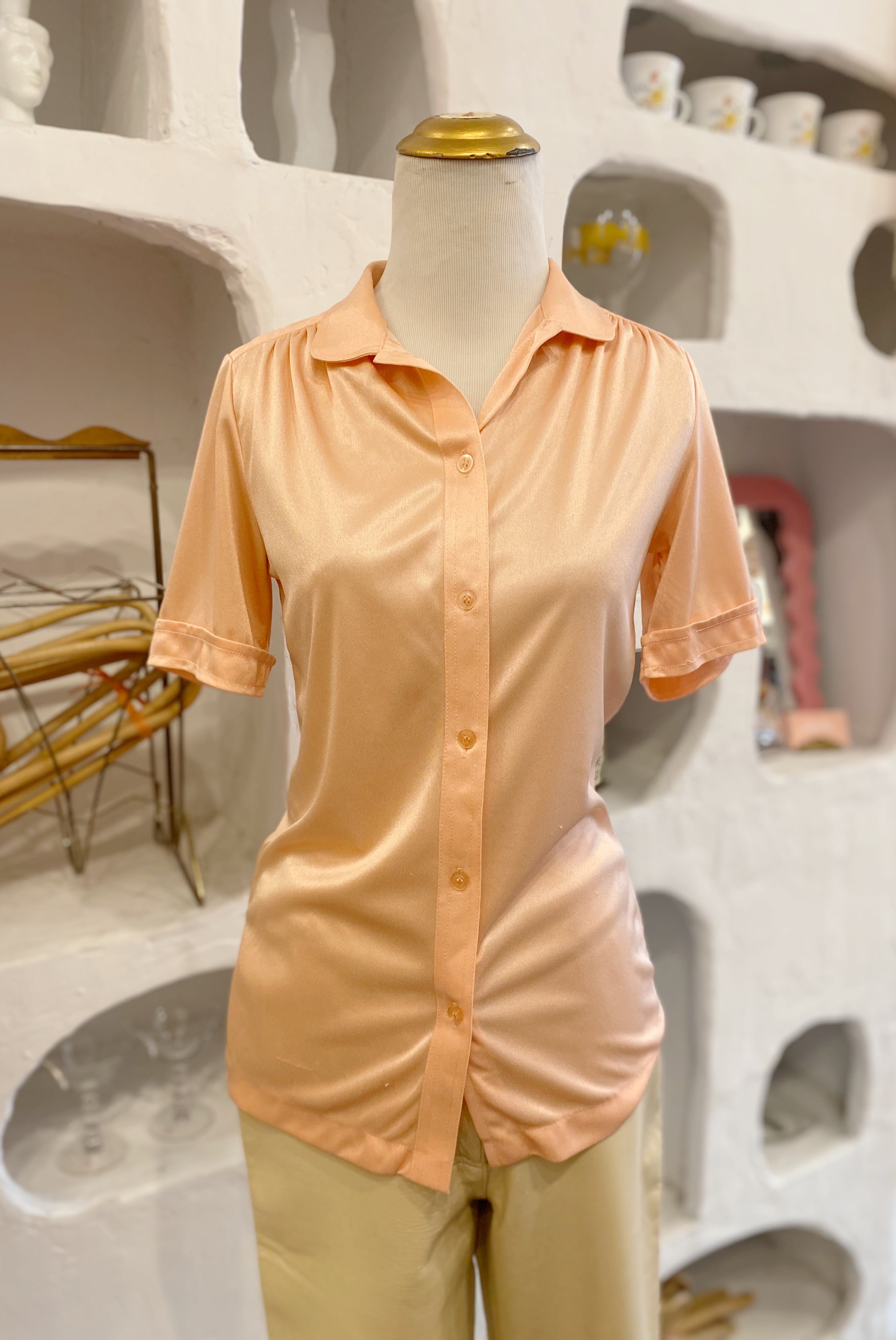 Peach Button Up