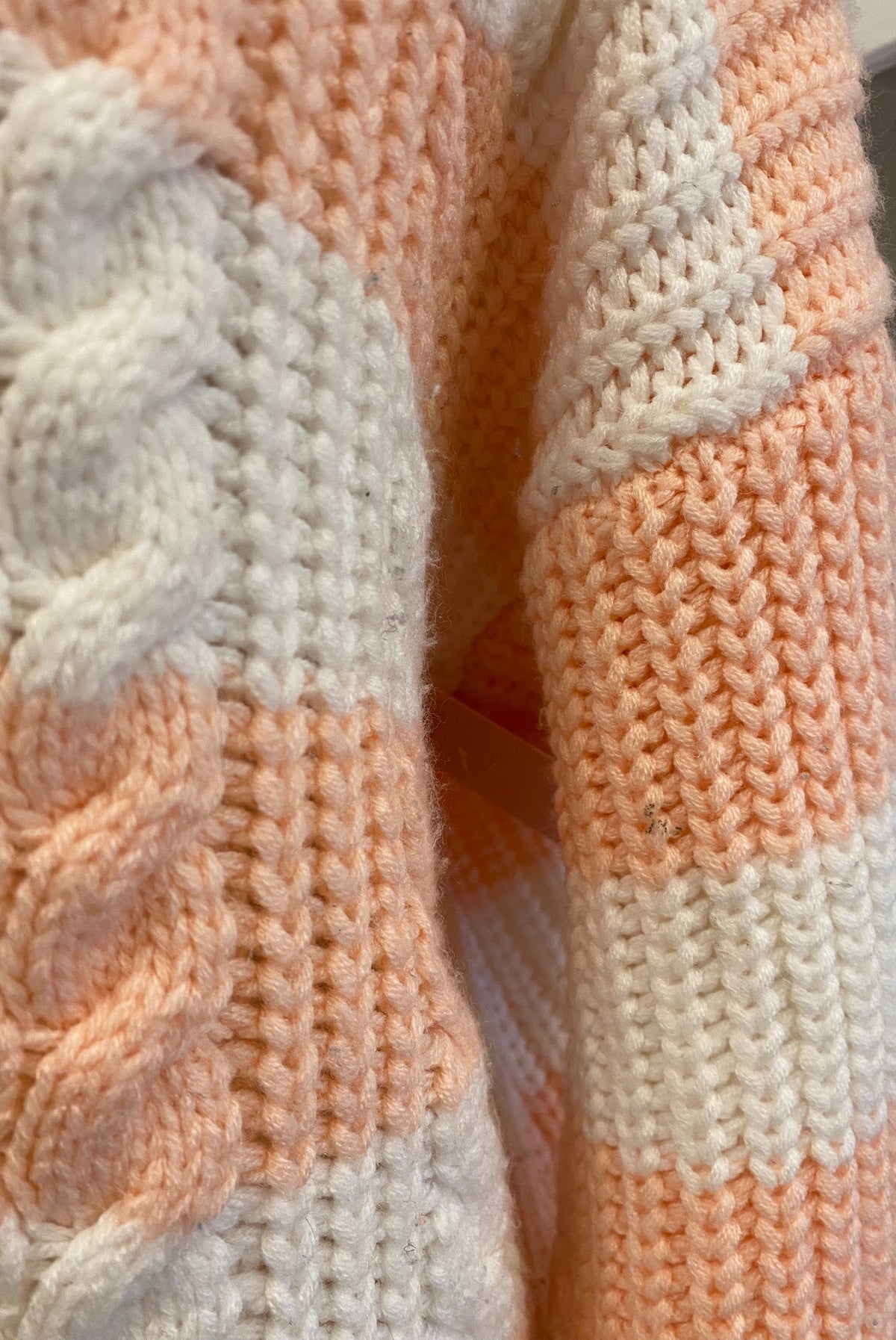 Chunky Peach & White Striped Sweater