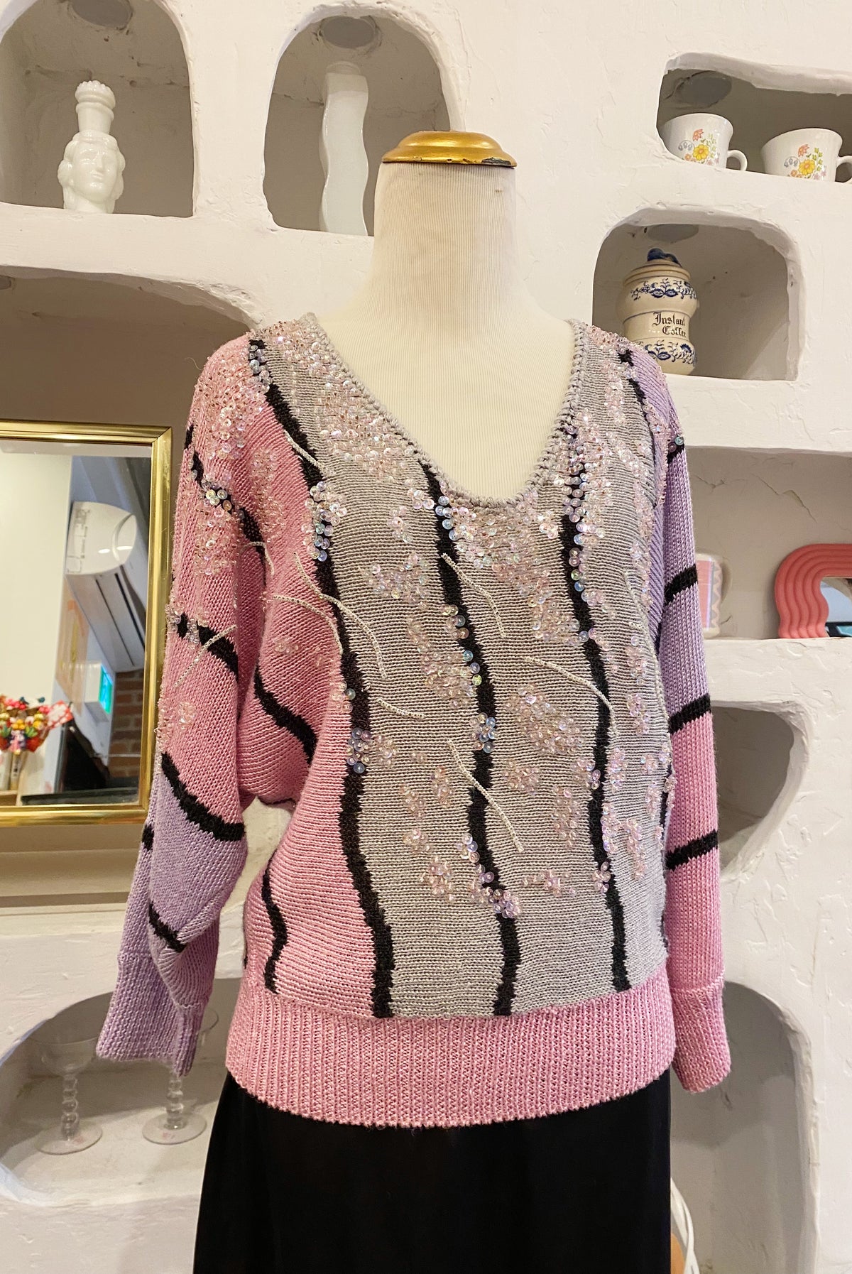 80s Striped & Sequinned Sweater