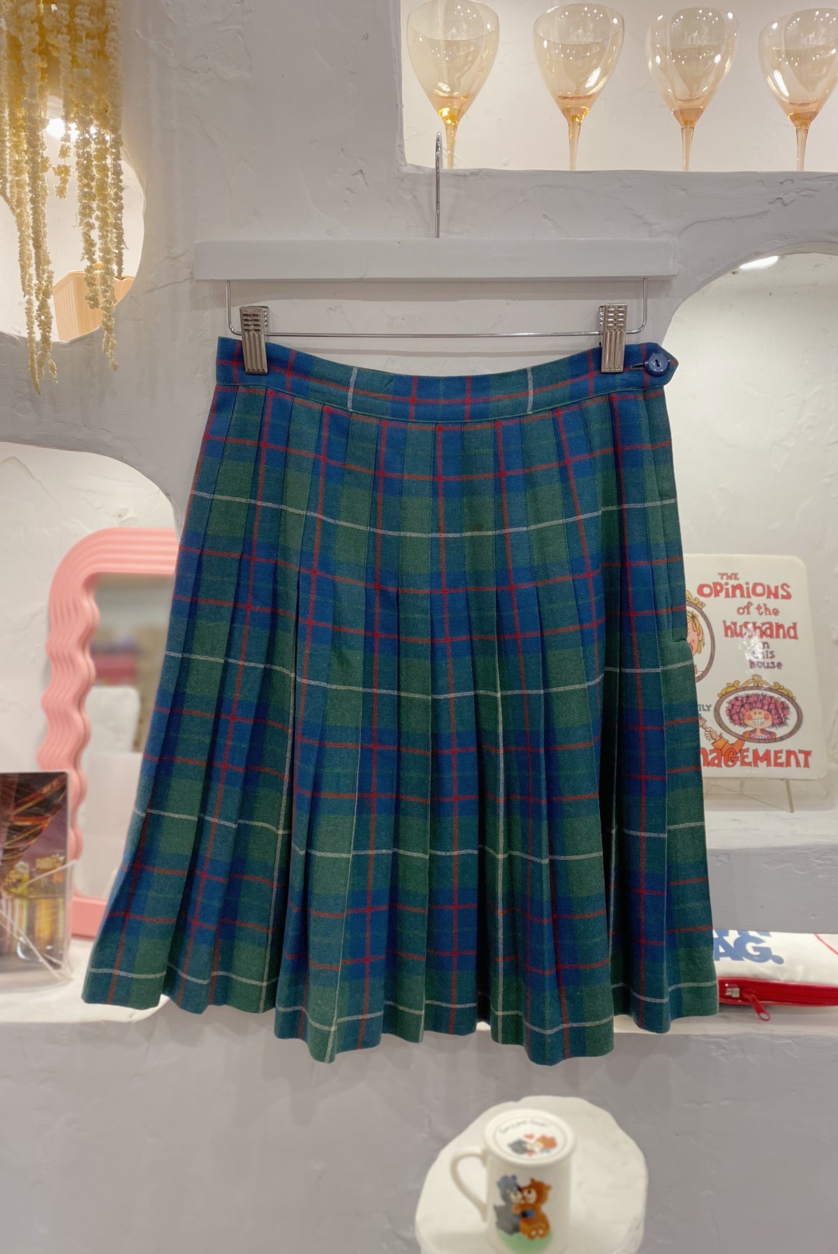 Vintage Tartan Pleated Wool Skirt